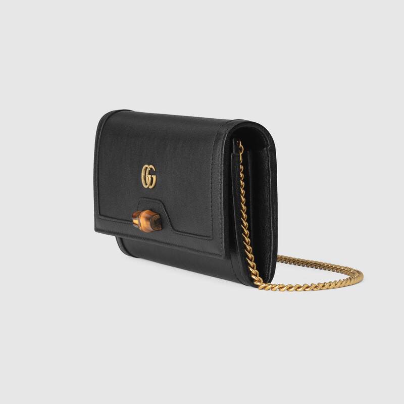 Gucci Diana Chain Wallet With Bamboo 658243 Black